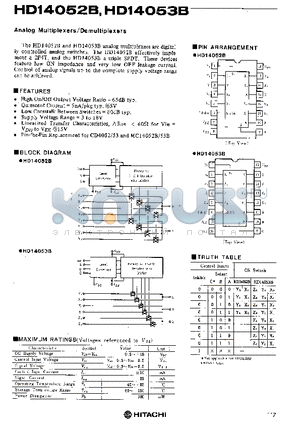 HD14052B datasheet - Analog Multiplexers/Demultiplexers