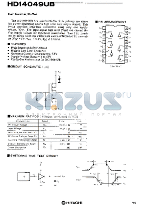 HD14049UB datasheet - Hex Inverter/Buffer