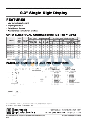 MTN4132R-12A datasheet - Marktech 0.315 Single Digit