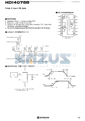 HD14075 datasheet - Triple 3-input OR Gate