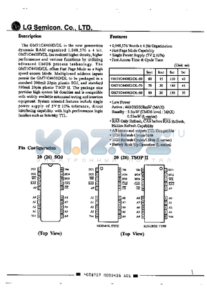 GM71C4400DT datasheet - 1,048,576 Words x Bit Organization