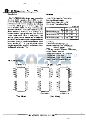 GM71C4400E-70 datasheet - 1,048,576 Words x Bit Organization