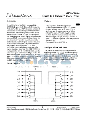 MK74CB214RTR datasheet - Dual 1 to 7 Buffalo Clock Driver