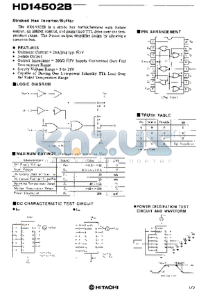 HD14502B datasheet - Strobed Hex Inverter/Buffer