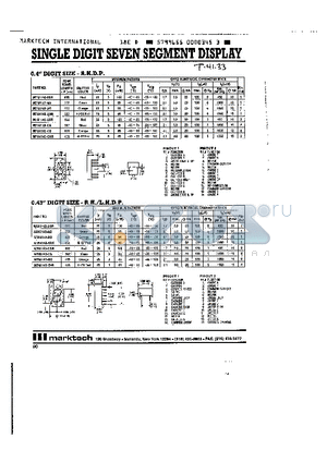 MTN4143-CO datasheet - SINGLE DIGIT SEVEN SEGMENT DISPLAY