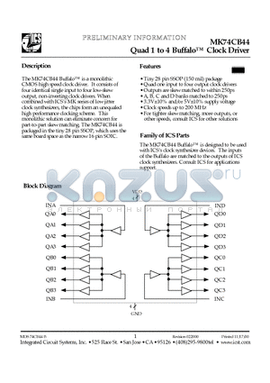 MK74CB44 datasheet - Quad 1 to 4 Buffalo Clock Driver
