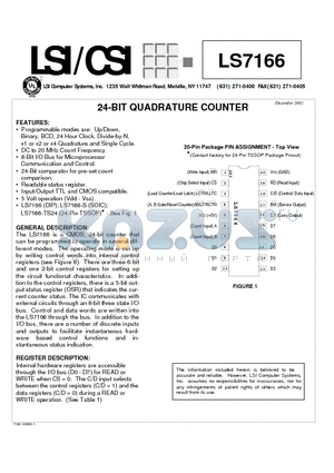 LS7166 datasheet - 24-BIT QUADRATURE COUNTER