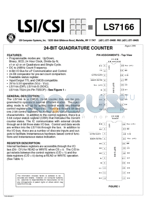 LS7166 datasheet - 24-BIT QUADRATURE COUNTER