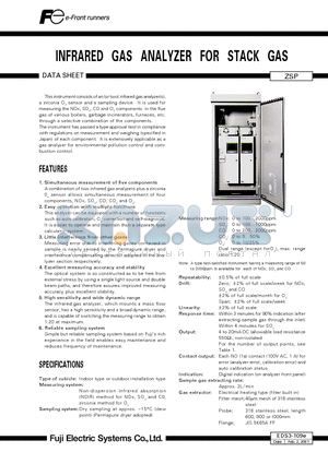 EDS3-109E datasheet - INFRARED GAS ANALYZER FOR STACK GAS