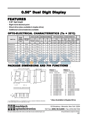 MTN4256-CO datasheet - Marktech 0.56 Dual Digit