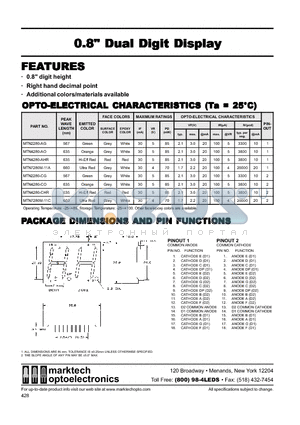 MTN4280-AHR datasheet - Marktech 0.80 Dual Digit