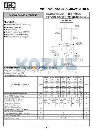MKBPC-W10005 datasheet - SILICON BRIDGE RECTIFIERS