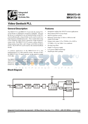 MK9173-15CS08 datasheet - Video Genlock PLL