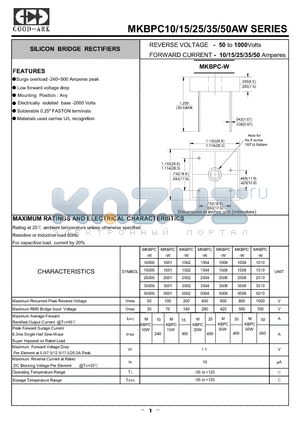 MKBPC-W1501 datasheet - SILICON BRIDGE RECTIFIERS