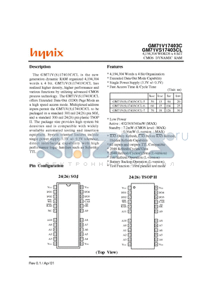 GM71V17403C-5 datasheet - 4,194,304 WORDS x 4 BIT CMOS DYNAMIC RAM