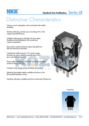 LB15CKG01-B datasheet - Standard Size Pushbuttons