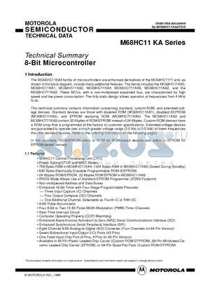 MC68HC11KA4TS datasheet - 8-Bit Microcontroller