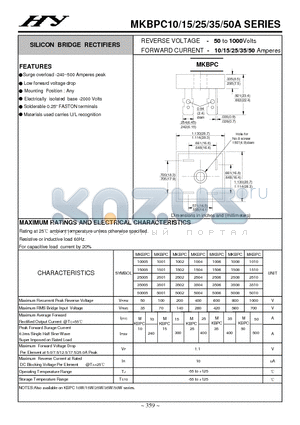 MKBPC10005 datasheet - SILICON BRIDGE RECTIFIERS