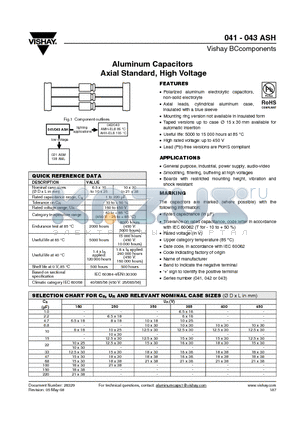 MAL204123109E3 datasheet - Aluminum Capacitors Axial Standard, High Voltage