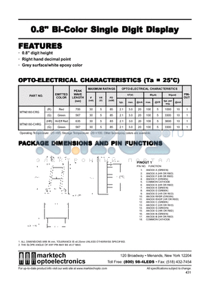 MTN6180-CHR datasheet - 0.8 Bi-Color Single Digit Display