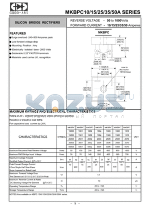 MKBPC1010 datasheet - SILICON BRIDGE RECTIFIERS
