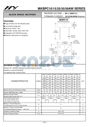 MKBPC10W datasheet - SILICON BRIDGE RECTIFIERS