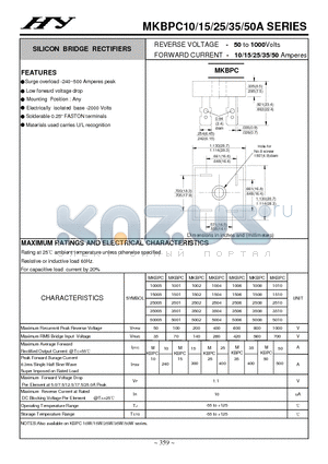 MKBPC1502 datasheet - SILICON BRIDGE RECTIFIERS