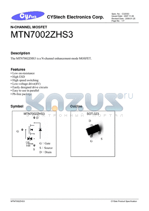 MTN7002ZHS3 datasheet - N-CHANNEL MOSFET