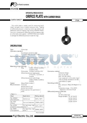 EDS6-50I datasheet - DIFFERENTIAL PRESSURE DEVICE ORIFICE PLATE WITH CARRIER RINGS