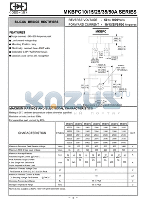 MKBPC1506 datasheet - SILICON BRIDGE RECTIFIERS