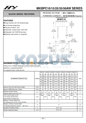 MKBPC1502W datasheet - SILICON BRIDGE RECTIFIERS