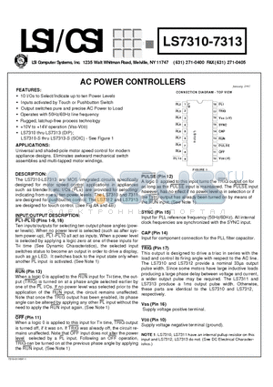 LS7313 datasheet - AC POWER CONTROLLERS