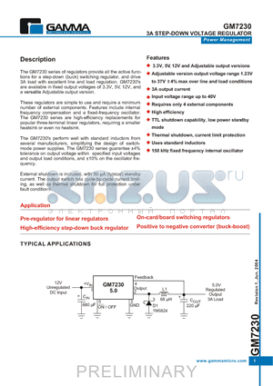 GM7230-5.0TA5R datasheet - 3A STEP-DOWN VOLTAGE REGULATOR