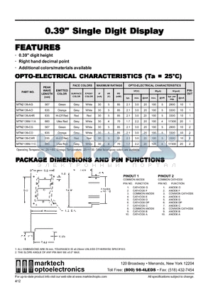 MTN7139M-11A datasheet - 0.39 Single Digit Display