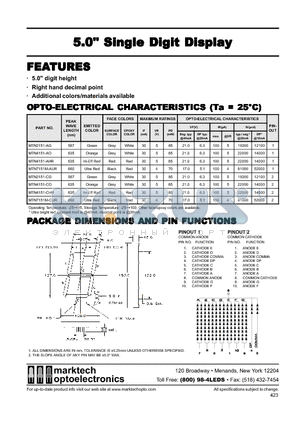 MTN7151M-AUR datasheet - Marktech 5.00 Single Digit w/Comma