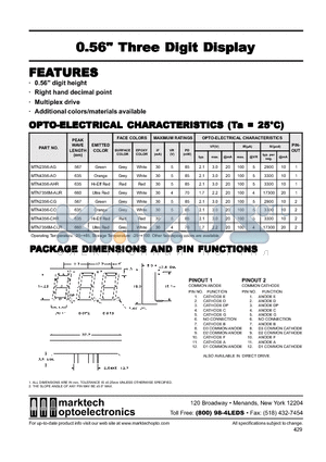 MTN7356M-AUR datasheet - Marktech 0.56 Three Digit