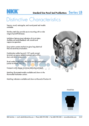 LB15WKG01-BJ datasheet - Standard Size Panel Seal Pushbuttons