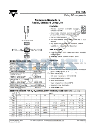 MAL204630471E3 datasheet - Aluminum Capacitors Radial, Standard Long-Life