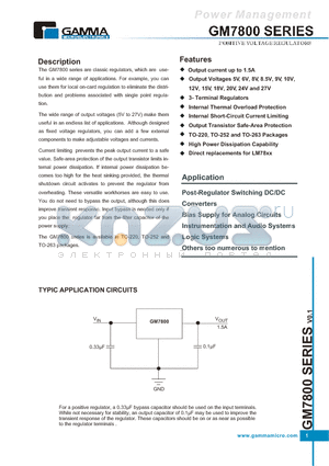 GM7805-TC3R datasheet - POSITIVE VOLTAGE REGULATORS