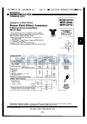 MTP12P06 datasheet - POWER FIELD EFFECT TRANSISTOR