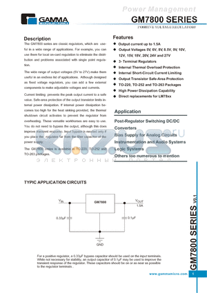 GM7806-TB3T datasheet - POSITIVE VOLTAGE REGULATORS