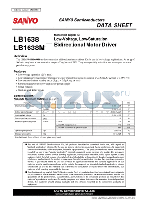 LB1638 datasheet - Bidirectional Motor Driver