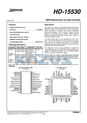 HD4-15530-8 datasheet - CMOS Manchester Encoder-Decoder