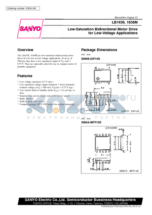 LB1638M datasheet - Low-Saturation Bidirectional Motor Drive for Low-Voltage Applications