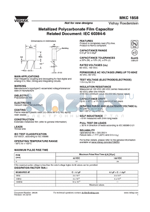 MKC1858-433-065-F datasheet - Metallized Polycarbonate Film Capacitor