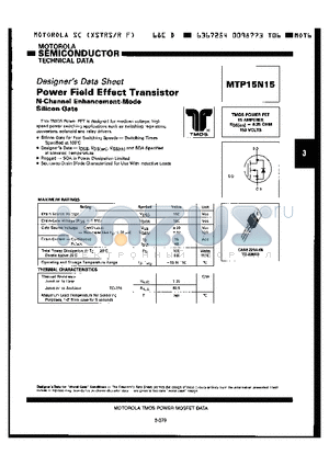 MTP15N15 datasheet - POWER FIELD EFFECT TRANSISTOR