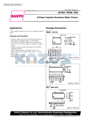 LB1666 datasheet - 2-Phase Unipolar Brushless Motor Drivers