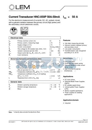 HNC-050P_06 datasheet - Current Transducer