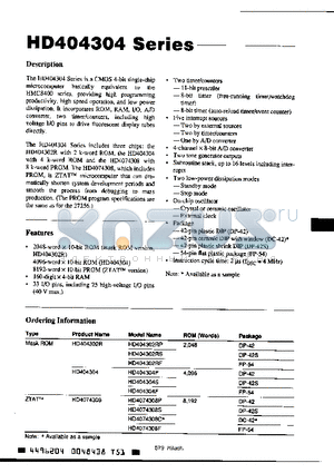 HD404302RP datasheet - CMOS 4-BIT SINGLE-CHIP MICROCOMPUTER