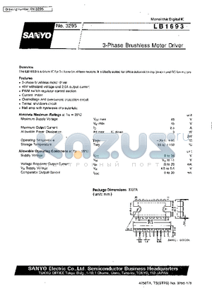 LB1693 datasheet - 3-Phase Brushless Motor Driver